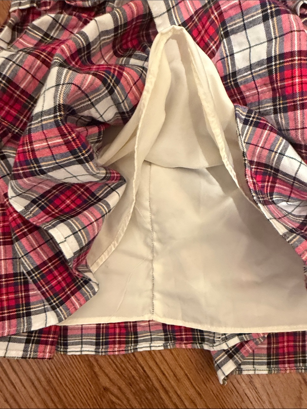 NWT Janie and Jack Red and cream Plaid Ruffle Smocked Girls' Skirt - Picture 4 of 6
